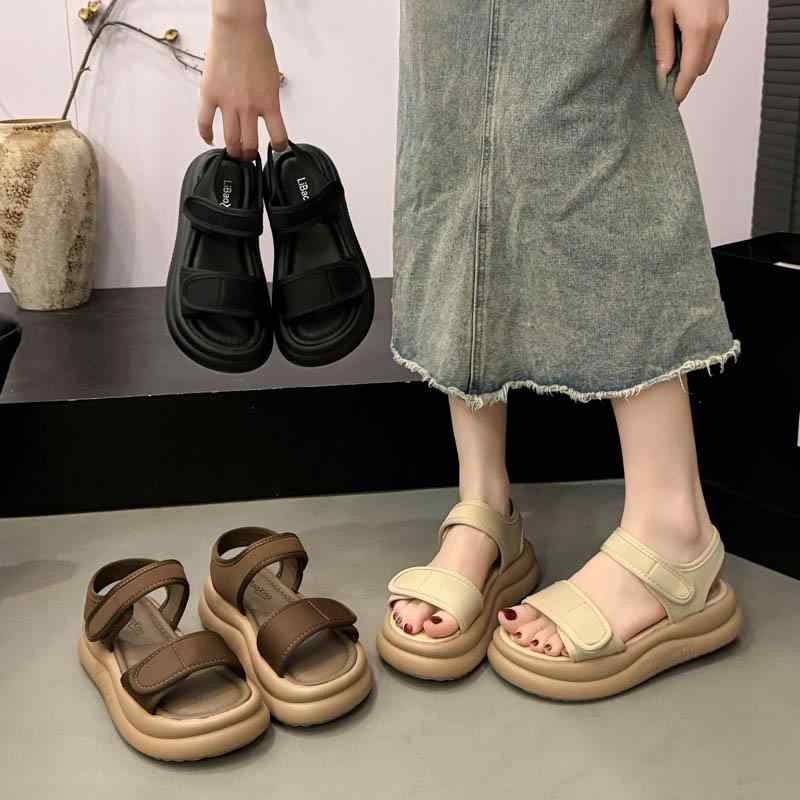 Other - 一字带サンダル 女性用 夏用 フラット ソフトソール ローマサンダル ビーチシューズ 厚底 運動 黒 卡其 米白 丸頭 韓流スタイル PU素材 履きやすい 軽量 カジュアル 普段使い アウトドア