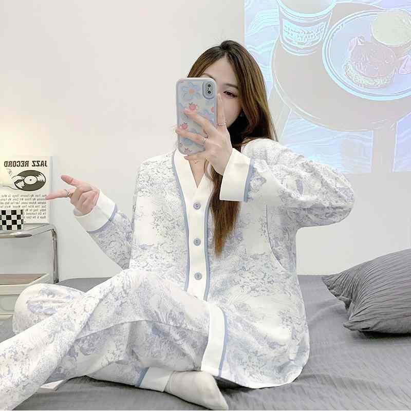 マタニティ パジャマ レディース 授乳服 春夏 薄手 綿素材 産前 産後 授乳口付き 胸パッド付き 吸汗 妊娠期 部屋着 ルームウェア 妊婦服・素材: ミルクファイバー・スタイル: カーディガン、古風・主な素材: ポリエステル・混率: 95%-100%未満・袖丈: 長袖・パンツ丈: ロング・カラー: 水墨画・サイズ展開: M, L, XL, XXL, 3XL・厚さ: 中厚（約181-200g/平方メートル）
