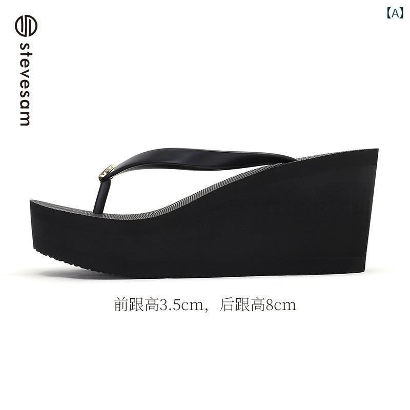 女性用 人字サンダル 厚底 高跟 8cm 夏用 厚底 柔軟 快適 PVC 素材 丸頭 防滑 透気 黒 茶色 紫 赤 緑 100均風 ビーチサンダル ビーチシューズ トングサンダル ルームサンダル 屋外サンダル 室内サンダル 散策用 集会用 旅行用 通勤用