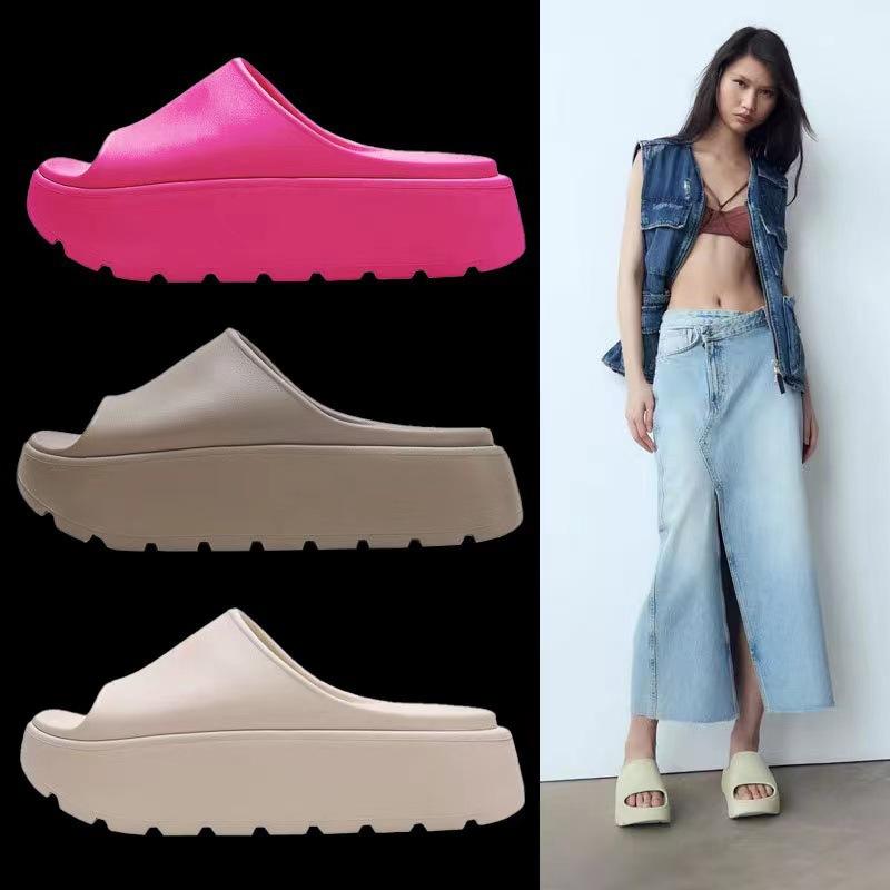 サンダル 女性用 厚底 EVA素材 丸頭 ビーチサンダル ホームサンダル 足弓サポート 柔らか底 春夏 米色 黒 軽量 快適 普段使い アウトドア ファッション