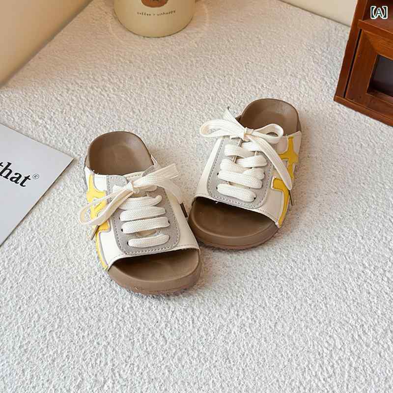 女の子 厚底 ストラップ サンダル 女児 外履き 快適 ビーチサンダル 米白 ピンク イエロー 合成革 純色 ラバーソール 防滑 耐磨 夏 スカート コーデ 7-12歳 4-6歳 韓風