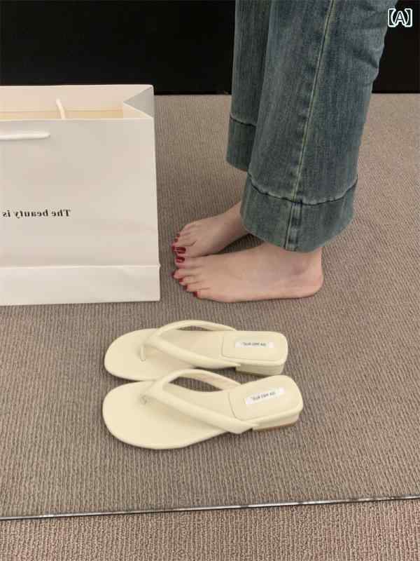Ballet Shoes - 女性用 ビーチサンダル トゥポスト 包頭 丸頭 ウェッジヒール 夏用 外履き 百搭 純色 超繊維皮 米 白 黒 ブラウン シルバー 韓国スタイル 軽量 カジュアル デイリー 外出 ファッション