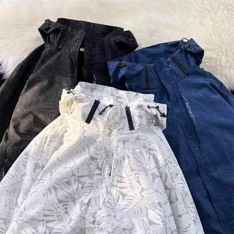 Other - メンズ ジャケット 立領 連帽 春秋 防風 耐摩耗 ポリエステル 混紡 長袖 ジップアップ 合体型 直裾 側ポケット 印花 加工 ミリタリー ストリート カジュアル 普段使い 外出 灰 黒 白 青少年 20代 30代 40代