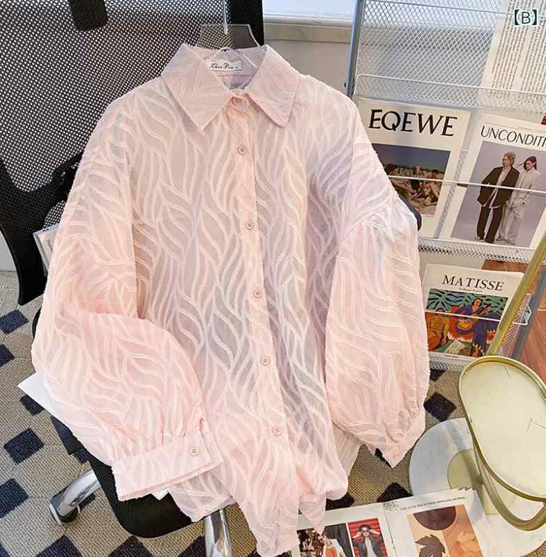 レディース 防晒 シャツ 長袖 薄手 夏 涤纶 ポリエステル 繊維 95%以上 純色 シンプル デザイン 日韓 スタイル 快適 休闲 短丈 40cm以上 50cm以下 白 粉色 ブルー カラーバリエーション 日常 屋外 アクティビティ 軽量 通気性 速乾 2