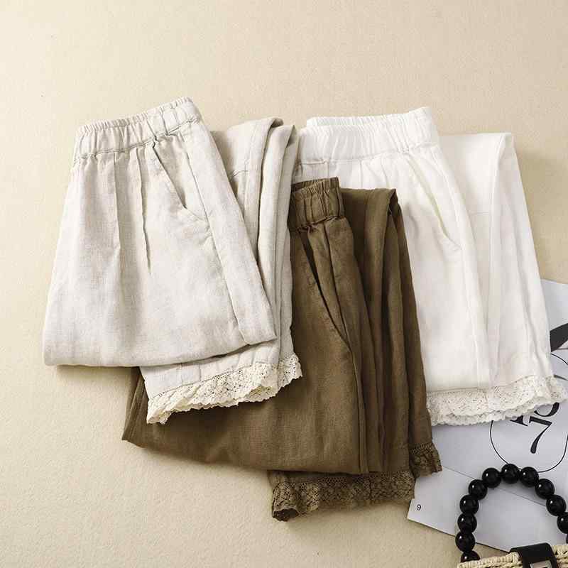レディース 九分パンツ 灯籠パンツ ハーレムパンツ 高腰 綿麻 綿 切り替え ポケット ゆったり シルエット 黒 白 卡其 杏 春夏 日常使い カジュアル スタイル 復古風 民族風 軽量 涼しい 素材 ゆったり フィット スリム 効果 バリエーション