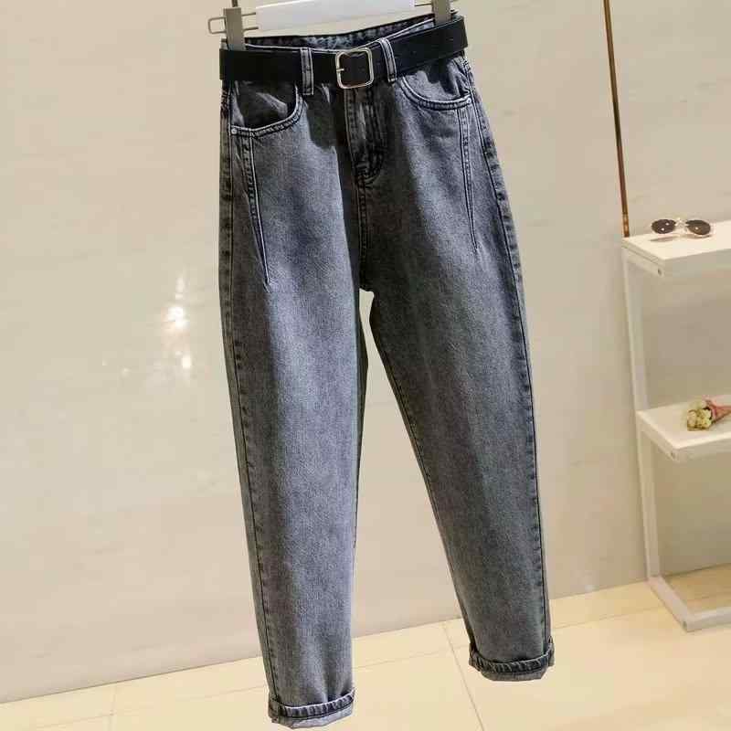 レディース 牛仔パンツ ハーレムパンツ 九分丈 高腰 直筒型 ワイドシルエット ルーズ スリム コットン 微弾力 ポケット 浅い青 黒グレー 日韓スタイル カジュアル 快適 デニム 素材 軽やか 動きやすい 普段使い 通勤 春夏 シーズン ハーフ丈 スト
