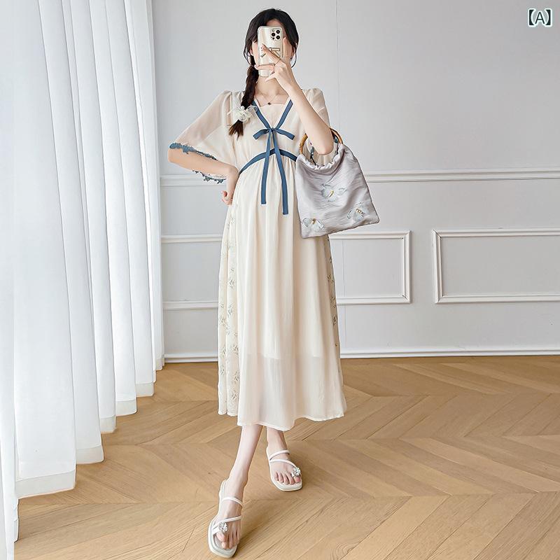ワンピース マタニティ レディース チャイナドレス風 薄手 新中式 妊婦服 体系カバ...