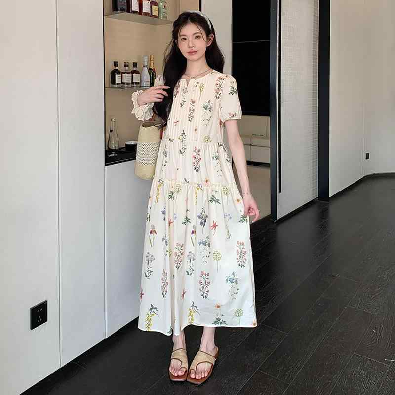 ワンピース レディース 妊婦 マタニティ 中長丈 膝下丈 花柄 シフォン リゾートワンピース フェミニン きれいめ 涼しい ゆったり 体型カバー サマーワンピース 軽やか お出かけ 旅行 デート服 ママ服 カジュアル