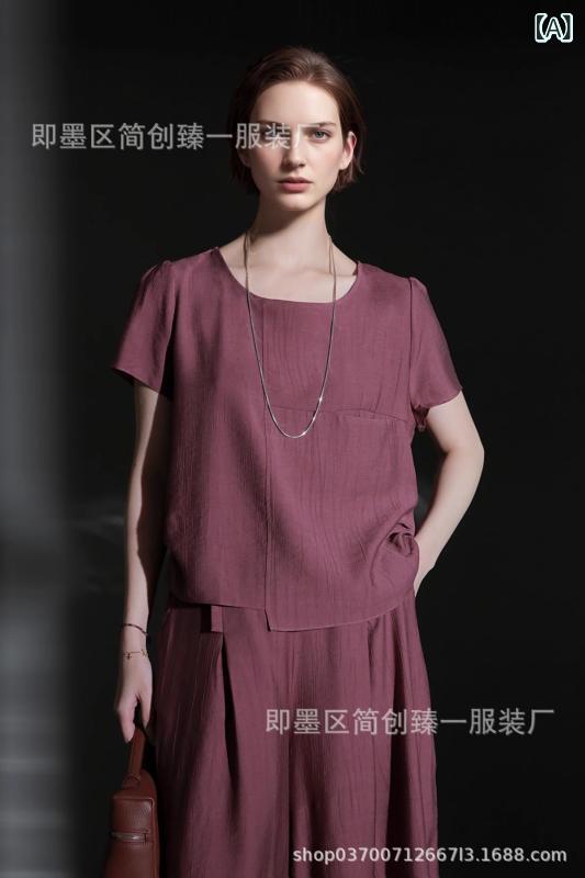 ・カテゴリ: セットアップ・スタイル: 通勤・主な素材: 麻・袖丈: 三分袖・柄: 無地・カラー展開: 桜桃紫、灰緑色、浅緑色、米杏色、ブラック、米白・サイズ展開: M、L、XL