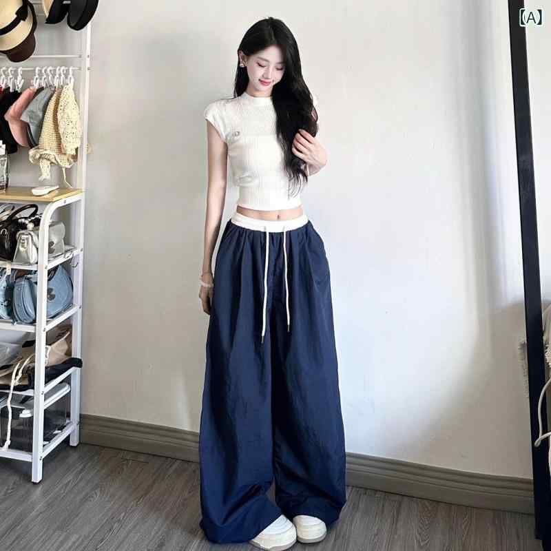 レディース ワイドパンツ 工装パンツ 女性用 夏用 クールビズ ナイロン 速乾 透気性 薄手 ハイウエスト ゆったりシルエット ポケット付き 微弾性 通勤 普段使い 軽量 深色 浅色 黒