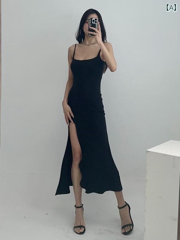 リメイクバディーのワンピース レディース ロング丈 キャミソール マーメイド 切り替え レース 背中開き セクシー スタイルアップ 美脚 ハイウエスト スリット 無地 シンプル フェミニン エレガント パーティー 結婚式 二次会｜アングル2