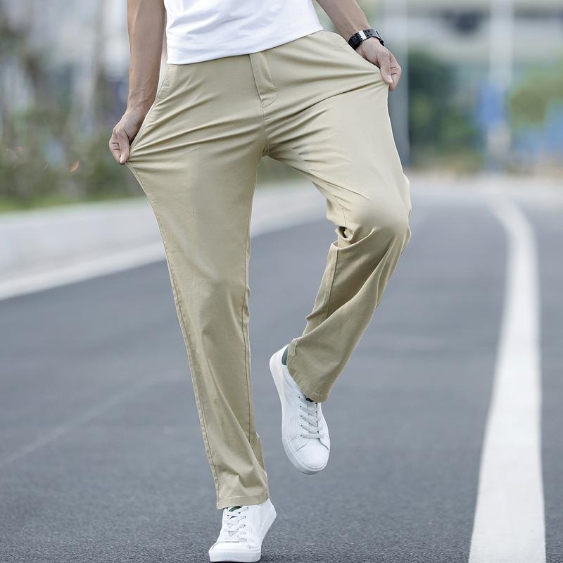 Other - メンズ ビジネス ロングパンツ 大きいサイズ 弾力 コットン 素材 直筒 デザイン 中腰 タイプ ラザー 開襟 普通 厚み 無地 パターン ポケット 装飾 灰 黒 紺 カーキ 色 オールシーズン 適応 軽 ビジネス スタイル ファッション 都市 用途 ゆ