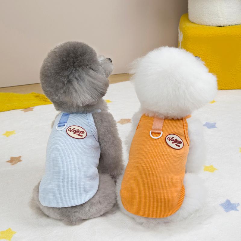 ペット服 ベスト 女の子 男の子 犬 猫 春夏秋冬 タンクトップ 吊りストラップ レザー調タグ付き おしゃれ かわいい 小型犬 テディ ビションフリーゼ マルチーズ オールシーズン・素材: 綿・スタイル: 潮流風・性別: ユニセックス・カラー展開: 橘色, 藍色・サイズ展開: S, M, L, XL, XXL・カテゴリ: ペット服
