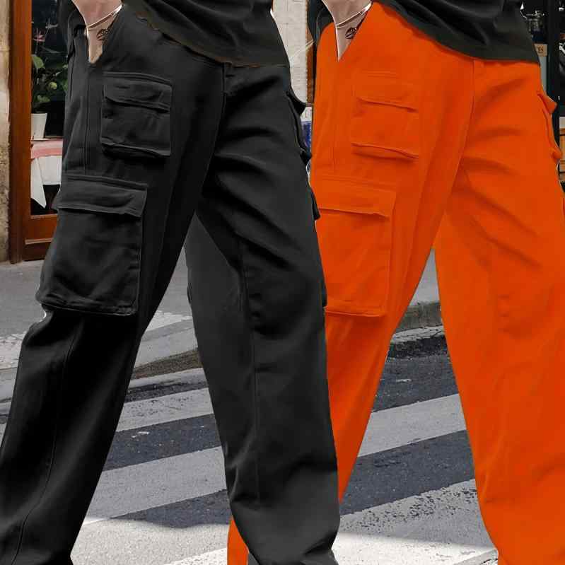 Pants - メンズ 直筒パンツ ハイウエスト 長ズボン 薄手 化繊混紡 無弾力 防水 機洗可 免アイロン 防汚 吸湿速乾 防裂 多ポケット 直筒 純色 黒 ネイビー ミリタリーグリーン カーキ グレー 作業服風 直筒型 長丈 ラウンドカラー テーパードレッグ ワイド