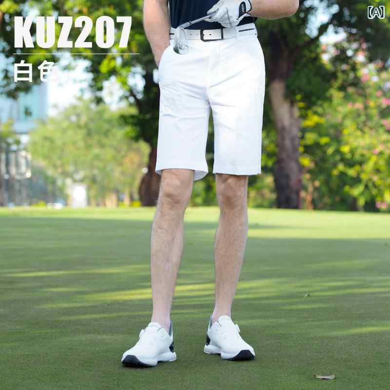 樂天商城 - ゴルフ ショーツ メンズ 春夏 弾力 快適 運動 純色 綿混紡 ナイロン 拉链 ポケット 白色 黒 紺 グレー 軽量 通気性 伸縮性 高機能 スポーツウェア 下半身