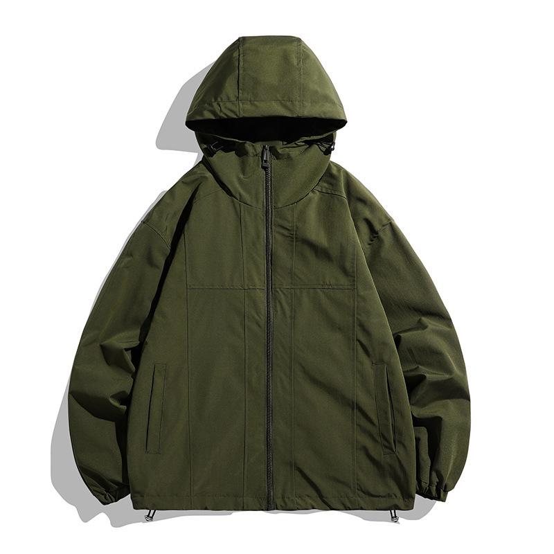 Other - ジャケット メンズ 秋冬 連帽 登山 長袖 合体型 薄手 耐摩耗 灯芯绒 ウール コットン 混紡 黒 軍緑 コーヒー 色 青春 カジュアル 機能性 工装 ポケット 軽量 ストレッチ 屋外 アウトドア 通勤 普段使い 旅行 ハイキング トレッキング ウィン
