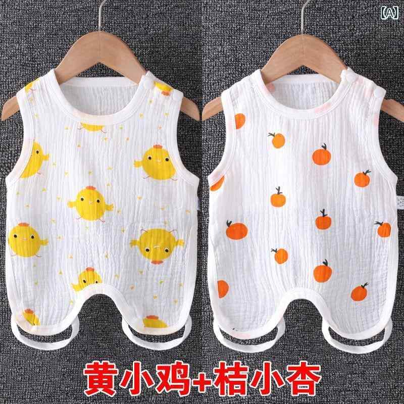 Bibs, Aprons - ベビー 男の子 女の子 夏用 純棉 ガウジ 薄手 腹巻き ビブ 連体 脐围 かわいい 柄 プリント 2点セット 4-8斤 7-12斤 12-15斤 15-18斤 18-22斤