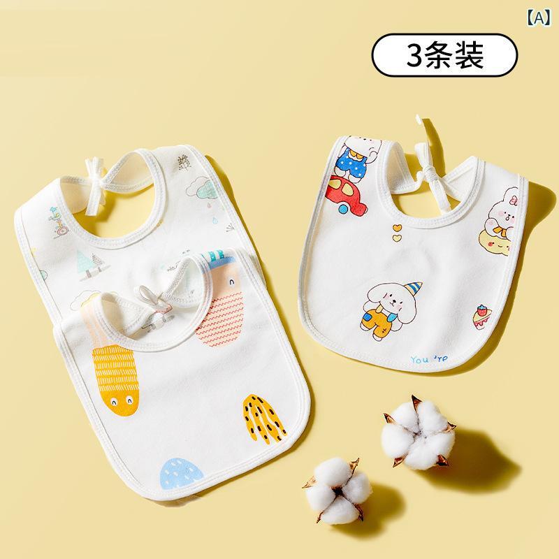 Bib - 防水 ベビー よだれかけ 男の子 女の子 純綿 綿素材 動物 柄 かわいい プリント 防汚 汚れ防止 360度 回転 口水巾 機能 春季 アイテム 3枚セット
