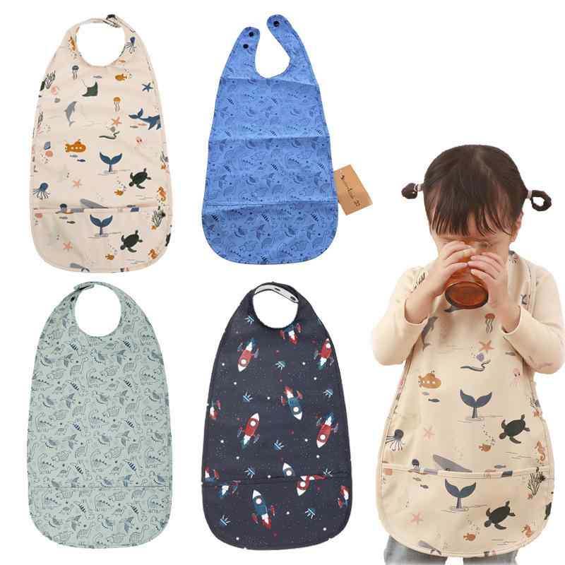 Bibs, Aprons - 赤ちゃん 口水兜 子供 食事エプロン 防水 防汚 北欧風 動物柄 条紋 カード プリント 乳白 黒 天藍 浅緑 男の子 女の子 ベビー キッズ 春シーズン