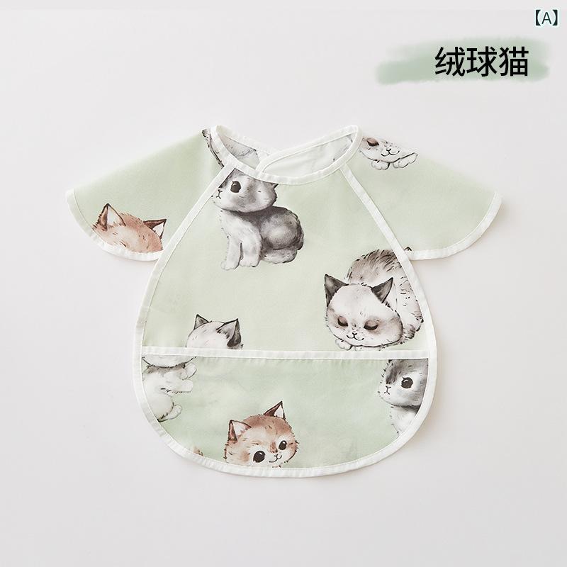 Bibs, Aprons - ベビー 防水 食事エプロン 男の子 女の子 防水布 涤纶 防水防汚 動物柄 かわいい デザイン 機能的 食べこぼし防止 離乳食 補助 服 汚れ防止 通年 使用 可能 柔軟 素材 調整可能 ストラップ 軽量 快適 着用 簡単 取り外し 簡単 洗濯 耐久性