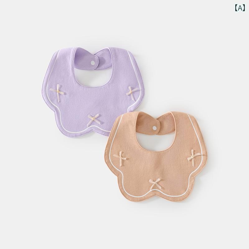 ベビー 口水巾 防水 綿 男の子 女の子 かわいい 花柄 動物柄 紫 緑 白 赤ちゃん 食事 よだれかけ 口元ガード 柔らかい 吸水 首回り 保護 日常使い 外出 授乳 遊び時間 安全 Aクラス 春夏