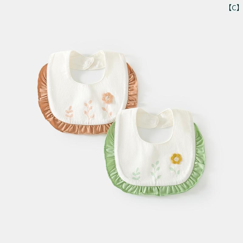 ベビー 口水巾 防水 綿 男の子 女の子 かわいい 花柄 動物柄 紫 緑 白 赤ちゃん 食事 よだれかけ 口元ガード 柔らかい 吸水 首回り 保護 日常使い 外出 授乳 遊び時間 安全 Aクラス 春夏 3