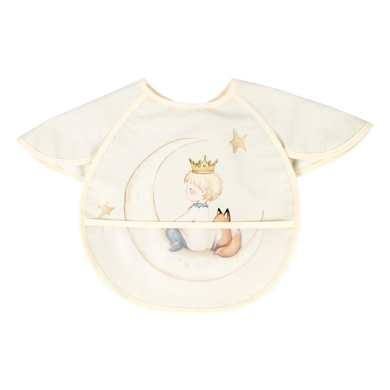 Bib - ベビー 食事エプロン 男の子 女の子 防水 夏用 かわいい 猫 熊猫 兎 熊 鹿 羊 プリンス柄 口水巾 機能 口拭き 汚れ防止 軽量 伸縮 綿素材 ビブ 袖付き 取り外し可能 シンプル デザイン