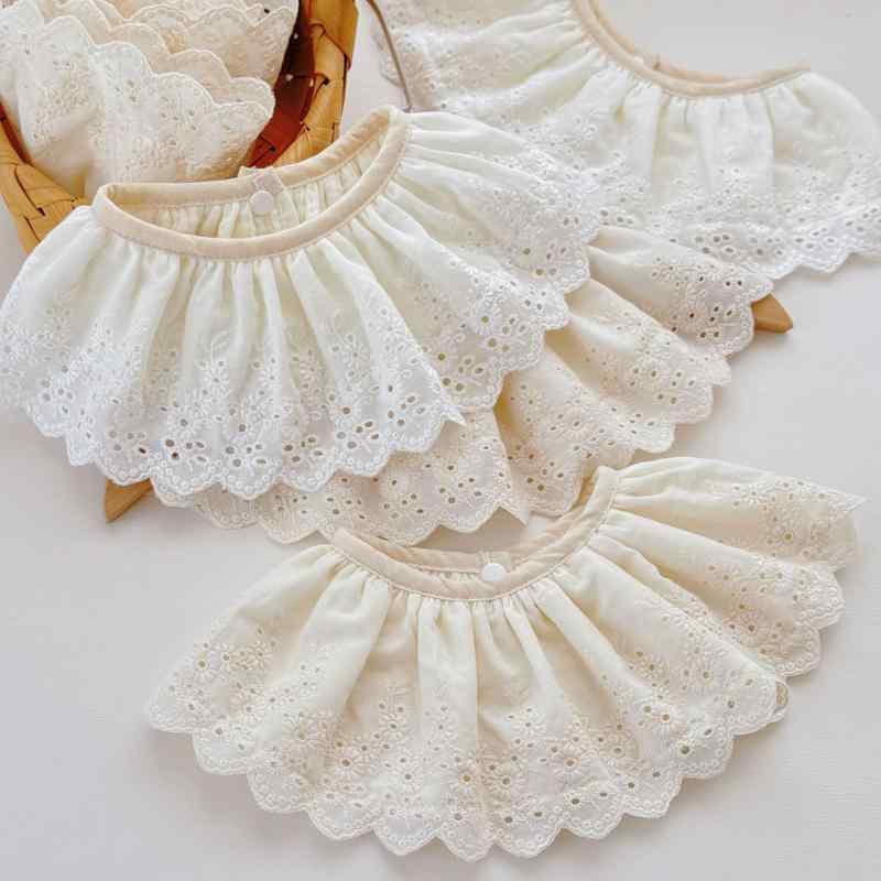 Bibs, Aprons - 口水巾 女の子 ベビー 蕾丝 花辺 ガーゼ 綿 吸水 米黄 米白 春季 オールシーズン