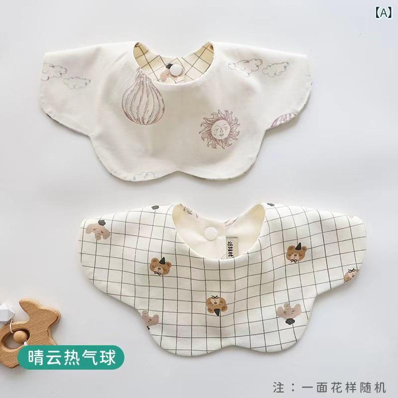 Bib - ベビー よだれかけ 花びら デザイン 綿 吸水 防水 男の子 女の子 0-1歳 赤ちゃん 食事用 防汚 格子 純色 カード 円点 かわいい 動物 柄 花柄 ピンク ブルー グレー