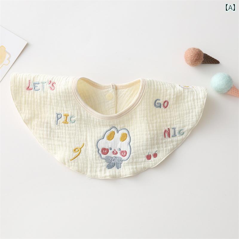 赤ちゃん ビブ 防水 綿100% 男の子 女の子 新生児 口水巾 動物柄 条紋 格子 純色 手描き カード 花柄 抽象 ドット ウサギ クマ 柠檬 卵 春季 オールシーズン 食事 汚れ防止 柔らかい 通気性 速乾 日常使い 室内 外出 ベビー 幼児 口拭