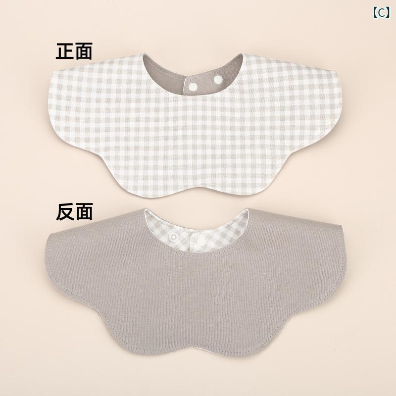 ベビー 防水 口水巾 男女共用 綿素材 花弁デザイン 360度保護 動物柄 花柄 ドット柄 ストライプ柄 チェック柄 無地 星柄 恐龍柄 熊猫柄 蝶結び 防水加工 汚れ防止 0-3歳 赤ちゃん 幼児 授乳時 食事時 口周り拭き 口水拭き よだれカバー か 3
