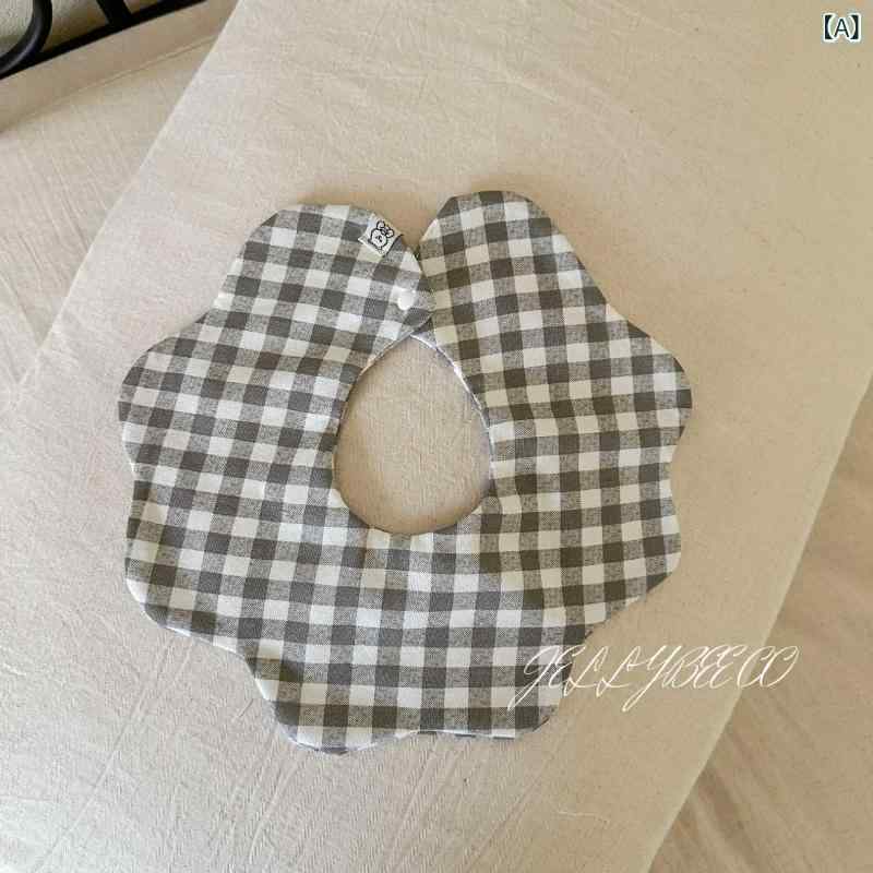 Bibs, Aprons - ベビー 口水巾 ビブ 口拭き 綿 吸水 花柄 格子 手描き かわいい 男の子 女の子 新生児 春夏 薄手