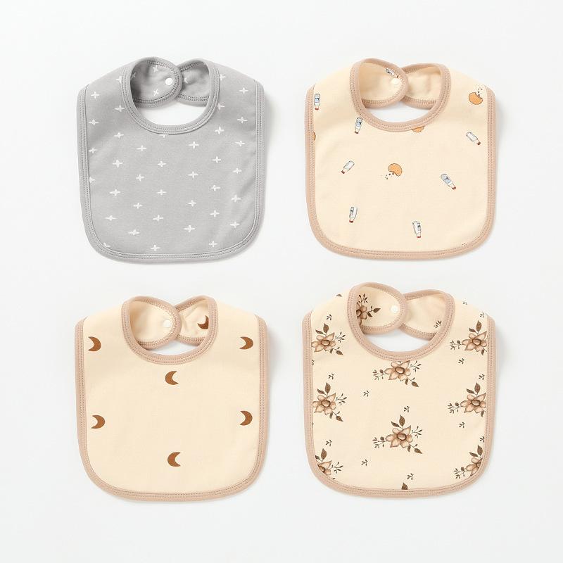 Bibs, Aprons - ベビー 口水巾 ビブ 男女赤ちゃん 綿 吸水 防汚 ボタン 固定 かわいい 動物 柄 花柄 灰色 U型 口水 拭き 食飯 防止 吐乳 0-1歳 赤ちゃん 食事 補助 柔らかい 肌触り 通年 使用