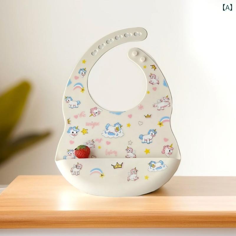 Bib - 赤ちゃん 防水 食器カバー 葫芦 形 食品級 シリコン 男の子 女の子 ベビー キッズ 食事 汚れ防止 かわいい キャラクタープリント 柔軟 安全 衛生 日常使い