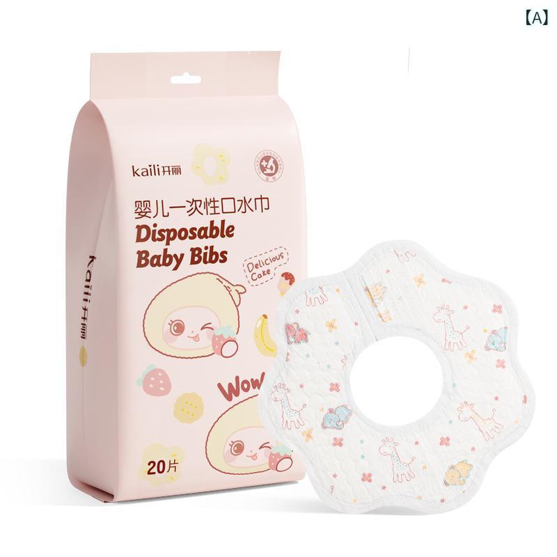 Bibs, Aprons - ベビー 男の子 女の子 防水 吐き戻し ガード 綿 ガーゼ 布 口周り 拭き タオル 口水巾 囲み 兜 防汚 機能 独立 包装 20枚 セット