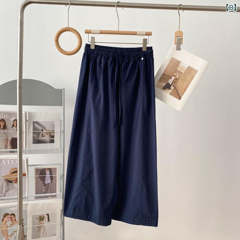 レディース ワイドパンツ コットン 素材 直筒 デザイン 高腰 薄手 夏 シーズン マ...