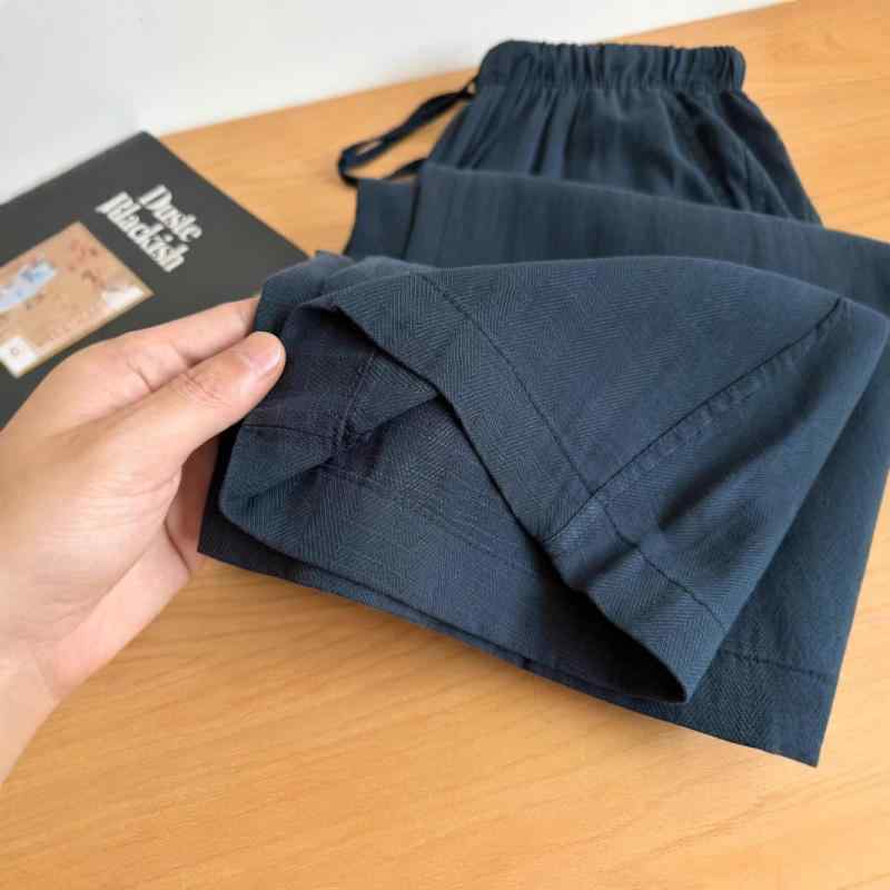 レディース ワイドパンツ コットン リネン 素材 軽量 薄手 高腰 ストレート シルエット ゆったり フィット スリム 効果 ドレープ 感 夏 シーズン 日常 使い 深藏青 霧灰 ライト カーキ 色 東南アジア 向け 快適 スタイル 日韓 風