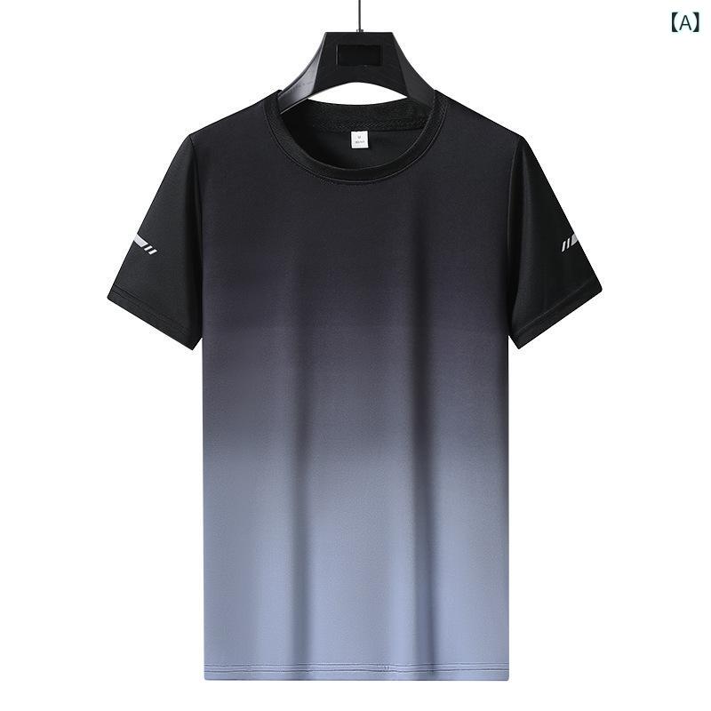 樂天商城 - メンズ Tシャツ 短袖 速乾 綿素材 メッシュ ゆったり グラデーション プリント 迷彩柄 透気 吸湿排汗 薄手 夏 黒 黒緑 黒赤 黒藍 グラフィック 数码プリント 青年 カジュアル 青春スタイル 18-24歳 丸首 通常袖