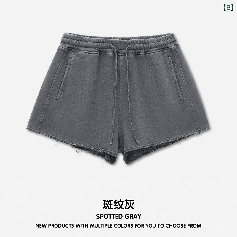レディース ショートパンツ 熱パンツ コットン 95% 直筒 微弾性 中厚 緩いウエスト...