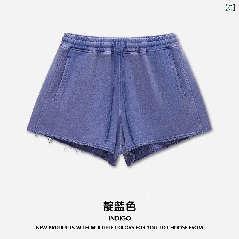 レディース ショートパンツ 熱パンツ コットン 95% 直筒 微弾性 中厚 緩いウエスト...