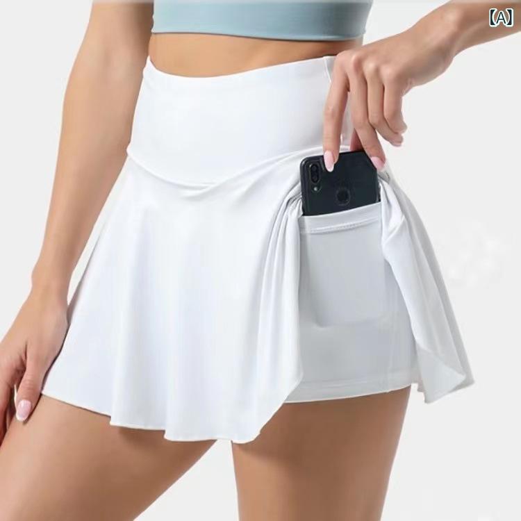 レディース スカートパンツ 偽ツーピース 切り替え ポケット付き タイト 高腰 3分丈 ミドル厚 伸縮性 ポリエステル スパンデックス 混紡 ヨガパンツ スポーツ 打底 街頭 セクシー 夏 ホワイト レッド ブラック ピンク グリーン ネイビー