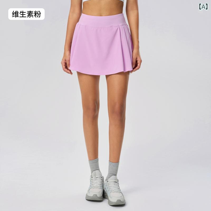 레이디스 스커트 단팬 2점 세트 봄 여름 수신 탄력 포켓 첨부 운동 요가 피트니스