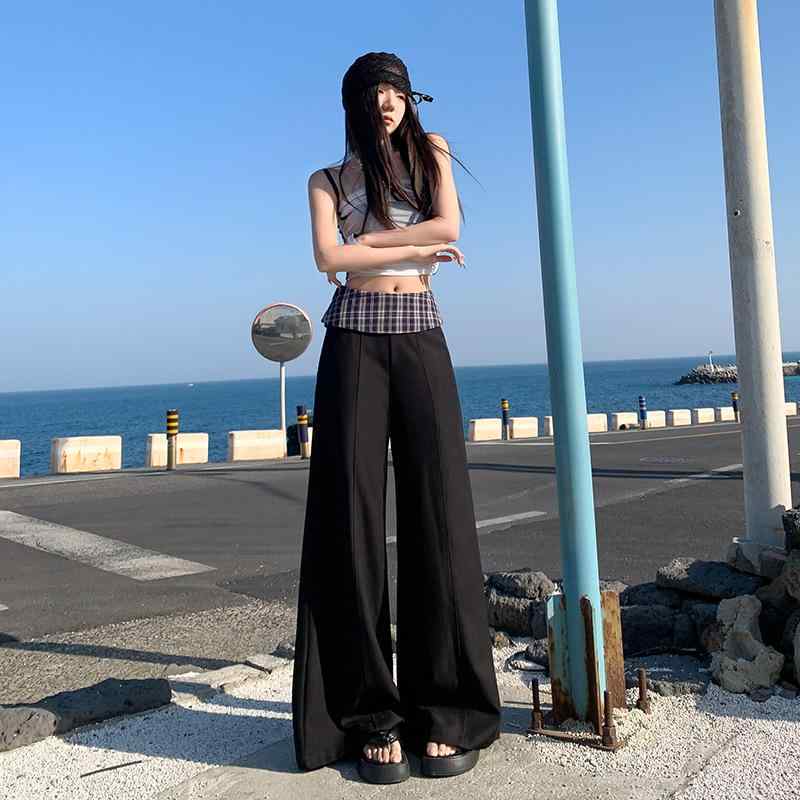 ・主な素材: 氨纶30%以下、涤纶30%以下・カテゴリ: 休闲裤・パンツスタイル: 直筒型・パンツ丈: 長丈・ウエスト位置: ミッドライズ・スタイル: 通勤風・流行要素: ポケット・カラー展開: ブラック長パン、ブラック加長、グレー長パン、グレー加長・サイズ展開: XS、S、M、L、XL・対象性別: 女性・伸縮性: 無