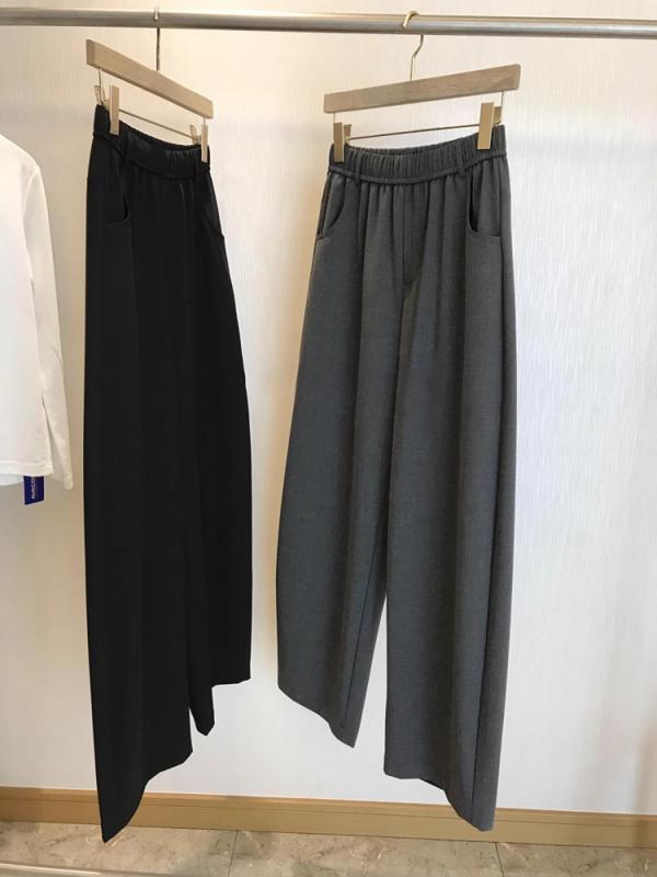 レディース ワイドパンツ 高腰 ロング 聚酯繊維 微弾性 中厚 免烫 流苏 ディテール...