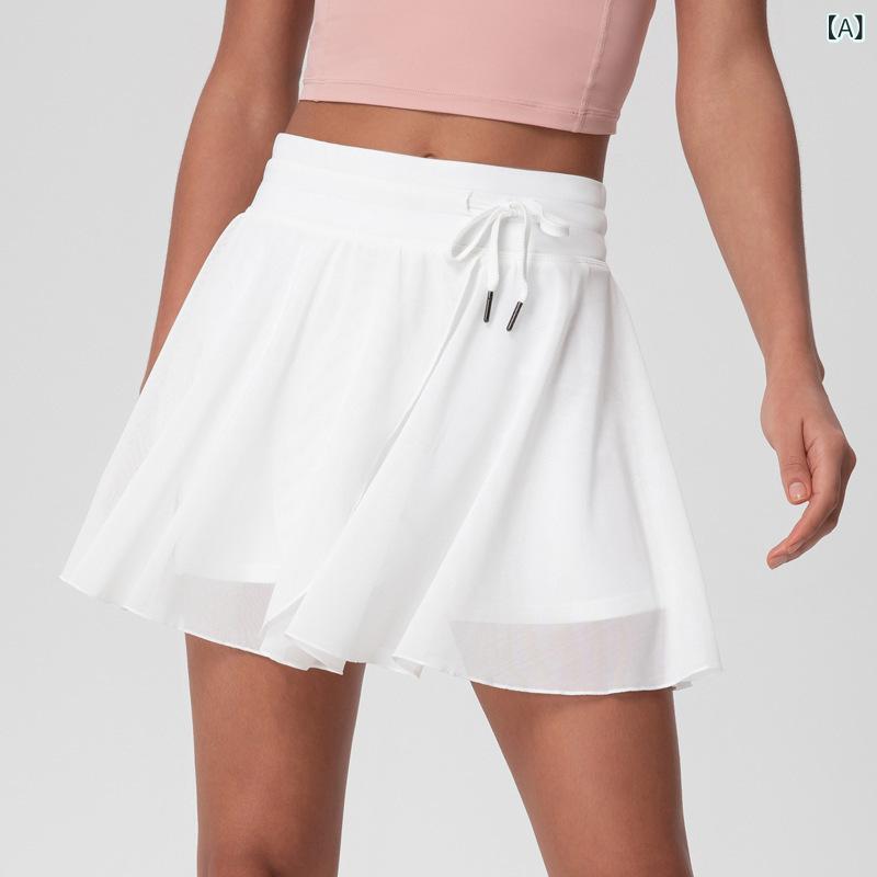 Rakuten - レディース テニススカート 偽ツーピース 防走光 羽毛球 テニス服 裸感 高腰 夏用 速乾 運動短スカート ヨガスカート ポリエステル スパンデックス 切り替え ポケット付き 白色 黒 紫 軽量 通気性 伸縮性 フィットネス ランニング ダンス 春夏 秋