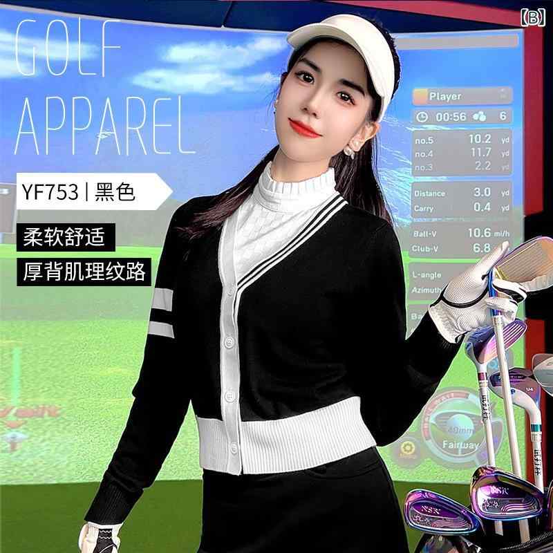 ゴルフ 女性用 ニット 毛織 アウター 保暖 弾力 素材 包臀 スカート セットアップ ...