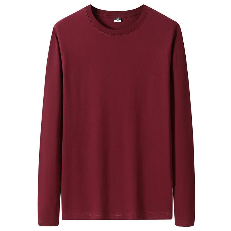 T-Shirts - メンズ Tシャツ 長袖 純棉 丸首 ゆったり 秋冬 インナー トップス 透気性 薄手 白色 黒 グレー コットン100% 青年向け セットアップなし 無地 基本スタイル カジュアル ベースレイヤー ゆったりシルエット 免烫加工 長袖トップス コットン素材