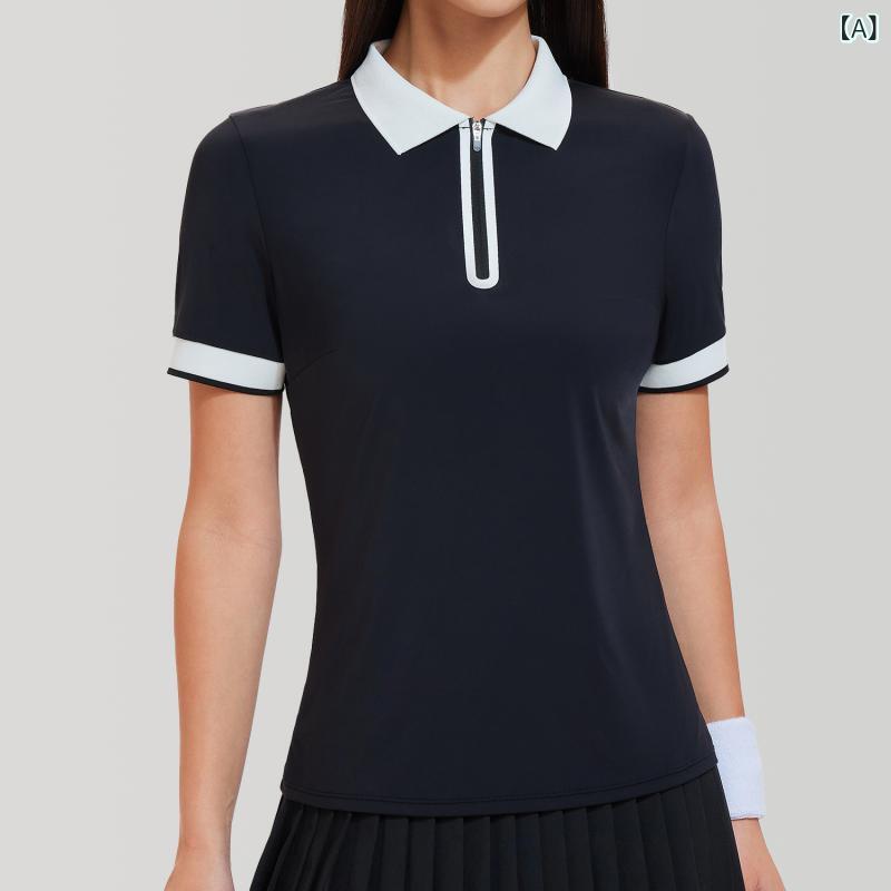 Other - レディース Tシャツ ヨガ フィットネス ポロシャツ 短袖 上衣 薄手 透気性 夏 ナイロン スパンデックス 切り替え デザイン 白 黒 緑 ランニング スポーツ ウェア 軽量 速乾 機能性 トップス 運動着 ジム ウェア フィットネス ウェア ランニン