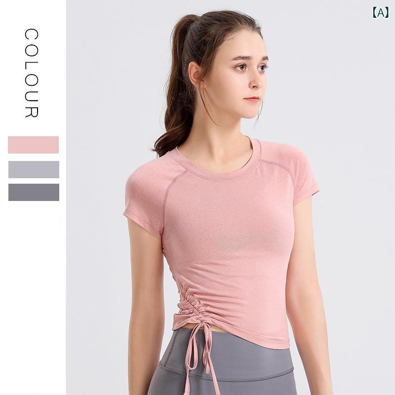 Other - レディース Tシャツ トップス 修身 フィット 短袖 上衣 速乾 透気 ランニング ジョギング フィットネス ジム ヨガ ダンス 運動 春夏 秋 ピンク 浅灰 深灰 化繊混紡 ポリエステル 93% 及臀 スリム 純色 青年 女性用 スポーツウェア アクテ