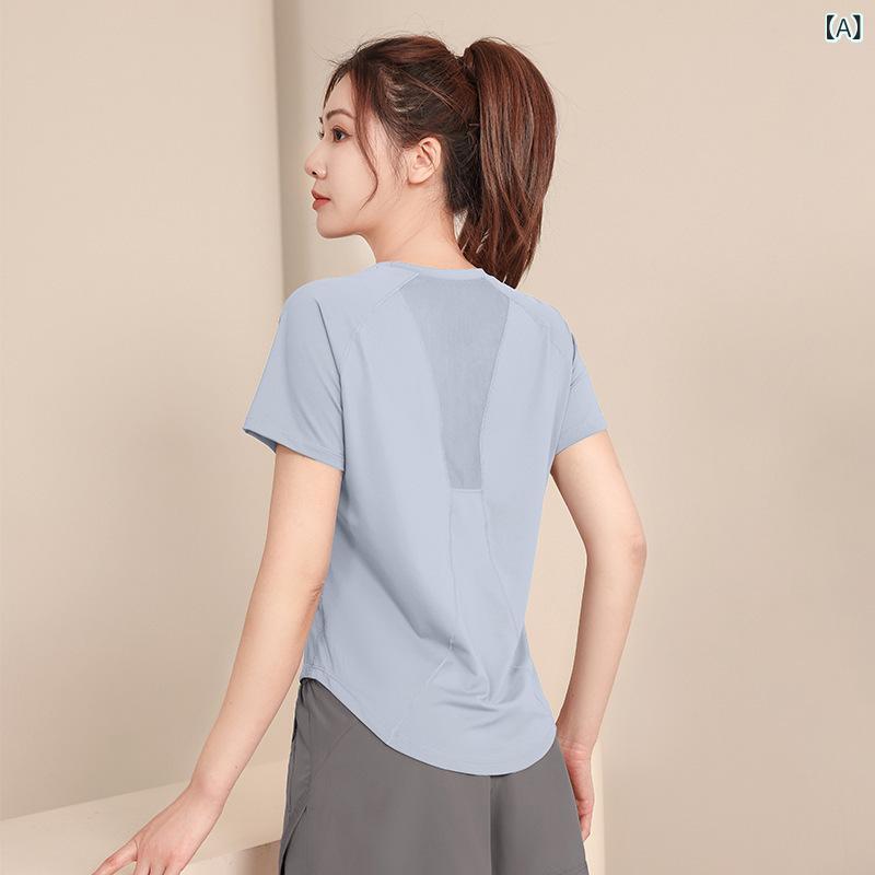 Other - レディース Tシャツ トップス 夏 春夏 女性用 透気性 速乾 吸湿排汗 短袖 ヨガウェア フィットネスウェア ランニングウェア 運動ウェア 再生繊維 ポリエステル 綿混 軽量 伸縮性 ブルー ピンク パープル ブラック 青少年 ランニング ヨガ ジム